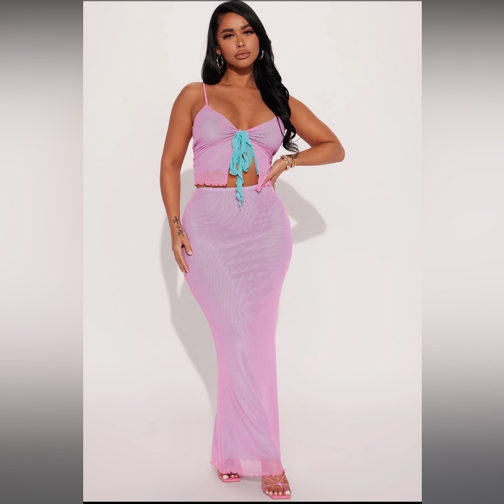 Fashion Nova Miss Me Mesh Skirt Set Y2K
